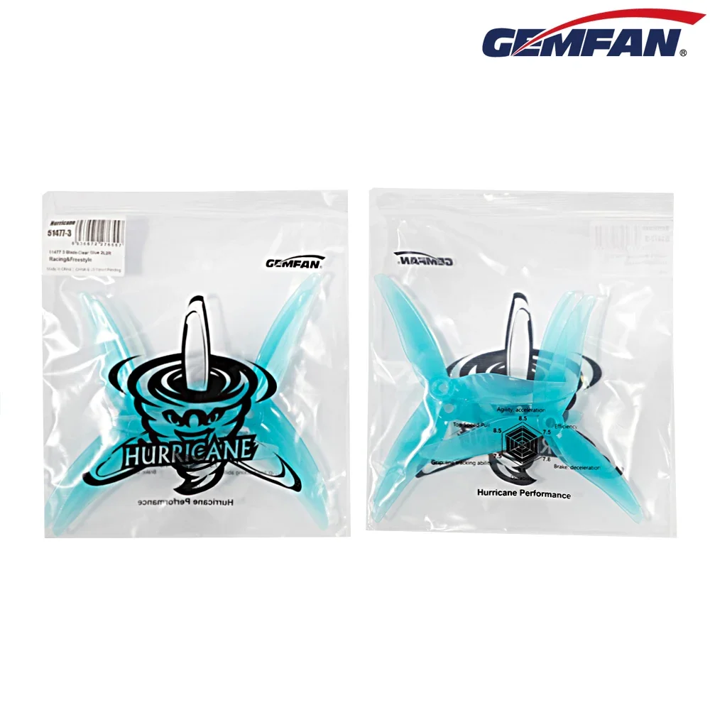 Drone Racing Propeller - 10ペア（10CW + 10CCW）Gemfan JB ハリケーン 51477