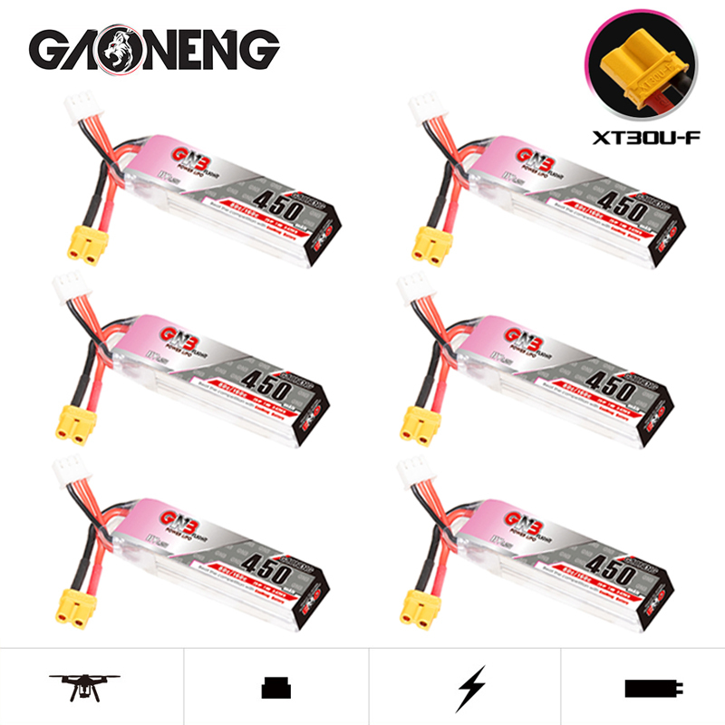 Drone Racing Battery - レーシングドローン用gnb-lipoバッテリー,7.6v,450mah,80c,160c,xt30,fpvクワッドコプター,ヘリコプター部品,7.6v,hv 2s
