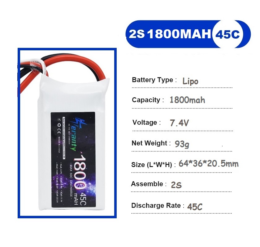 2 個 7.4V Lipo 2S バッテリー 1500mah - Drone Racing Battery のレビューと価格