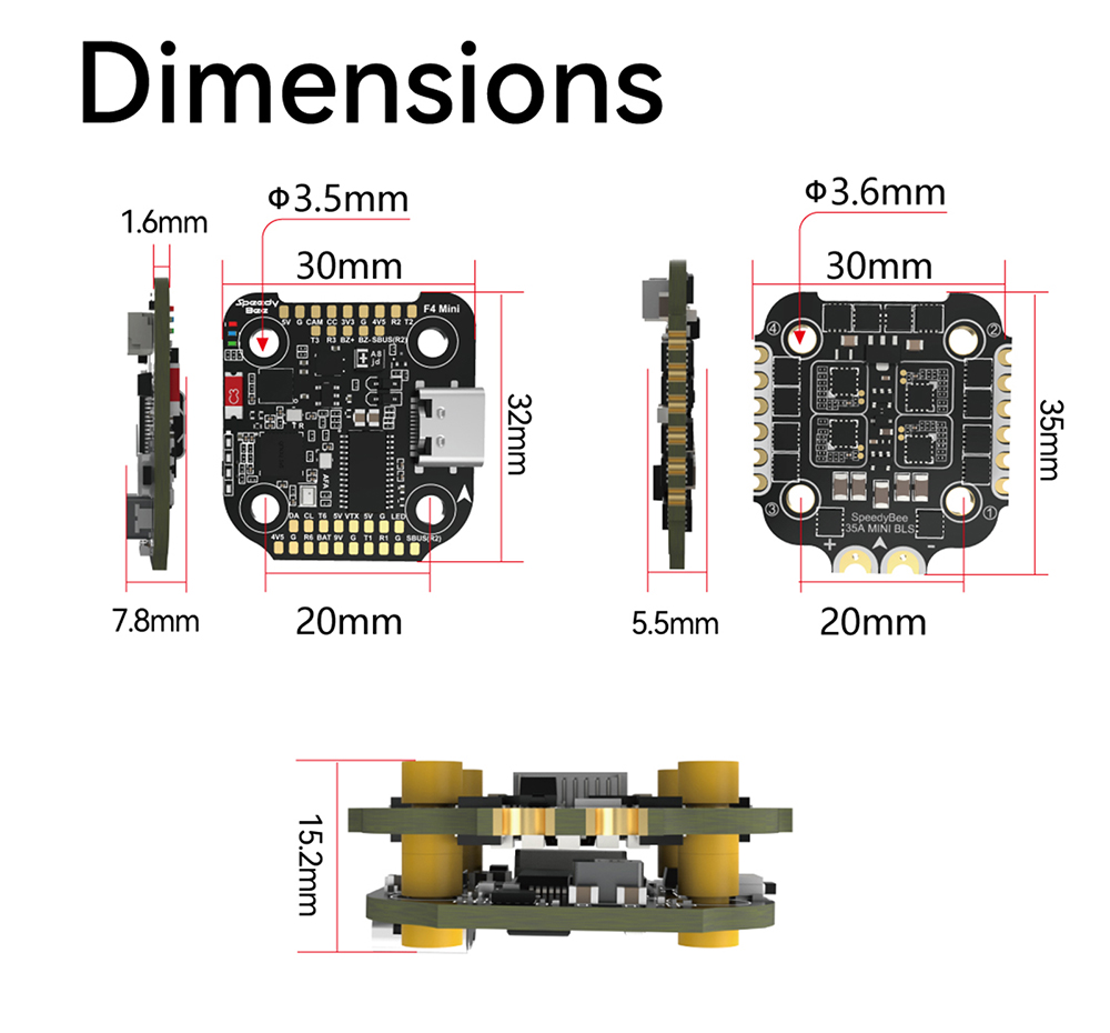 F405 MINI SpeedyBee F405 ミニスタッ - Drone Racing Esc のレビューと価格