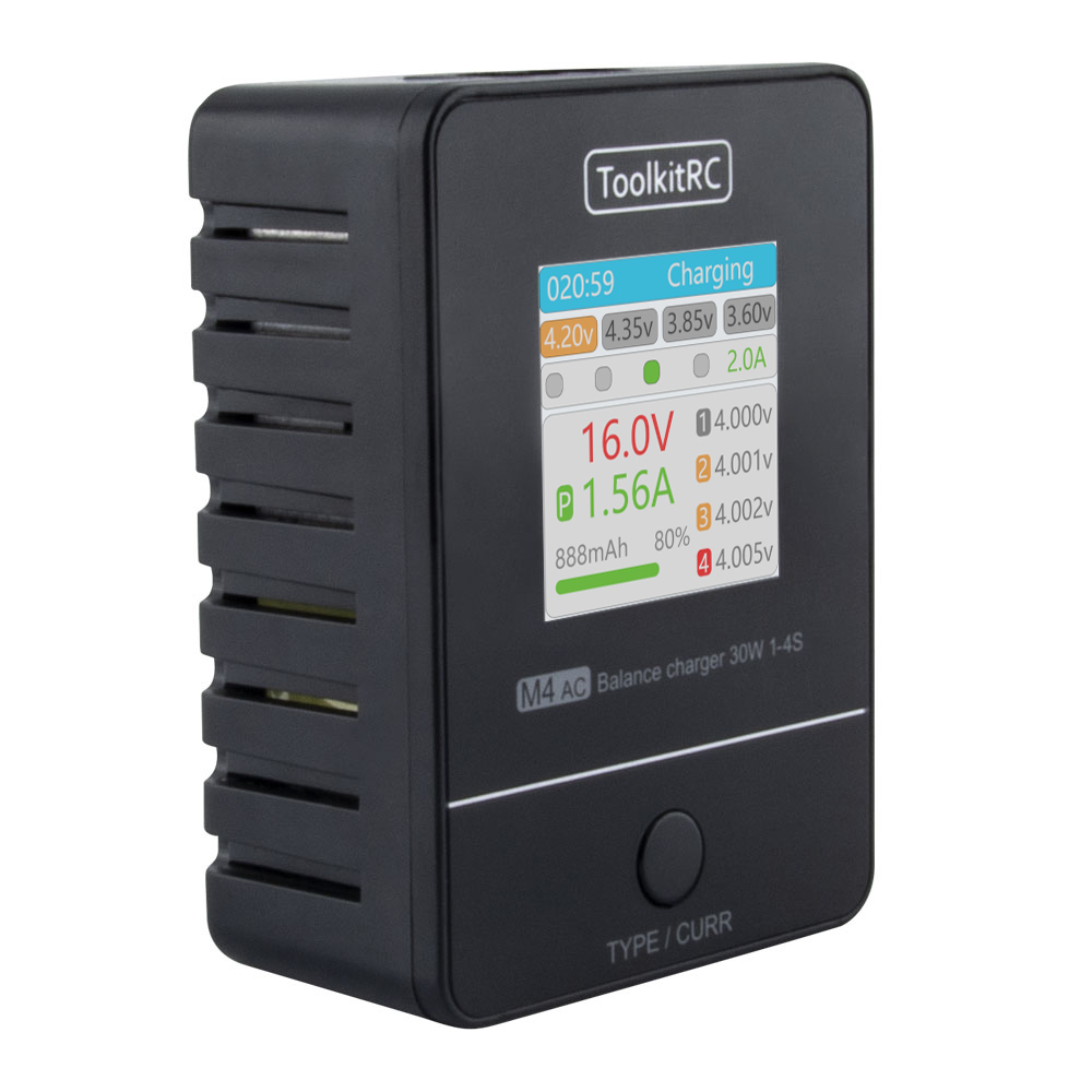 ToolkitRC M4AC 30W コンパクト AC 充電 - Drone Racing Charger のレビューと価格